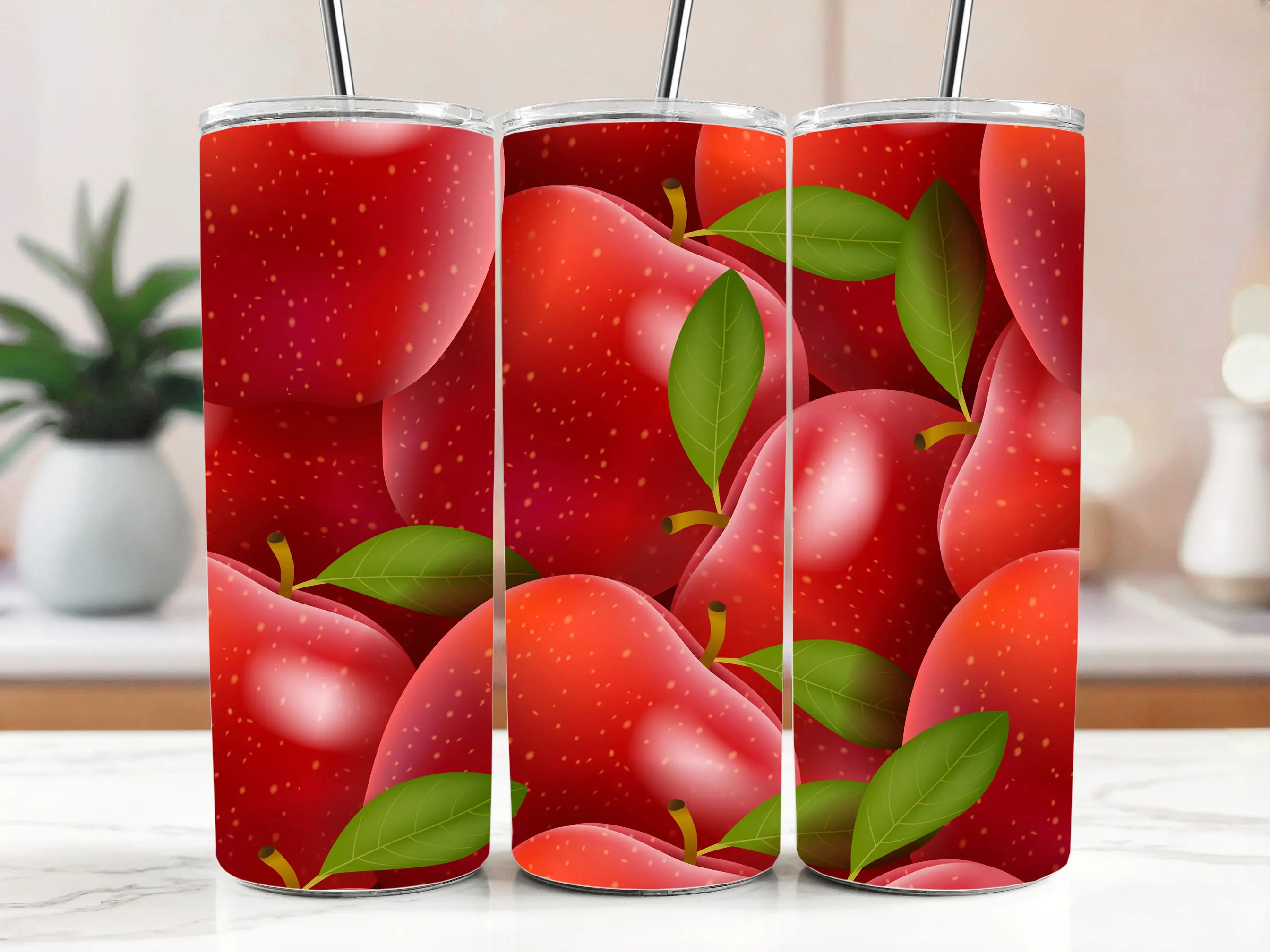 Cestovní termokelímek s brčkem 590 ml – Šťavnatá červená jablka 58