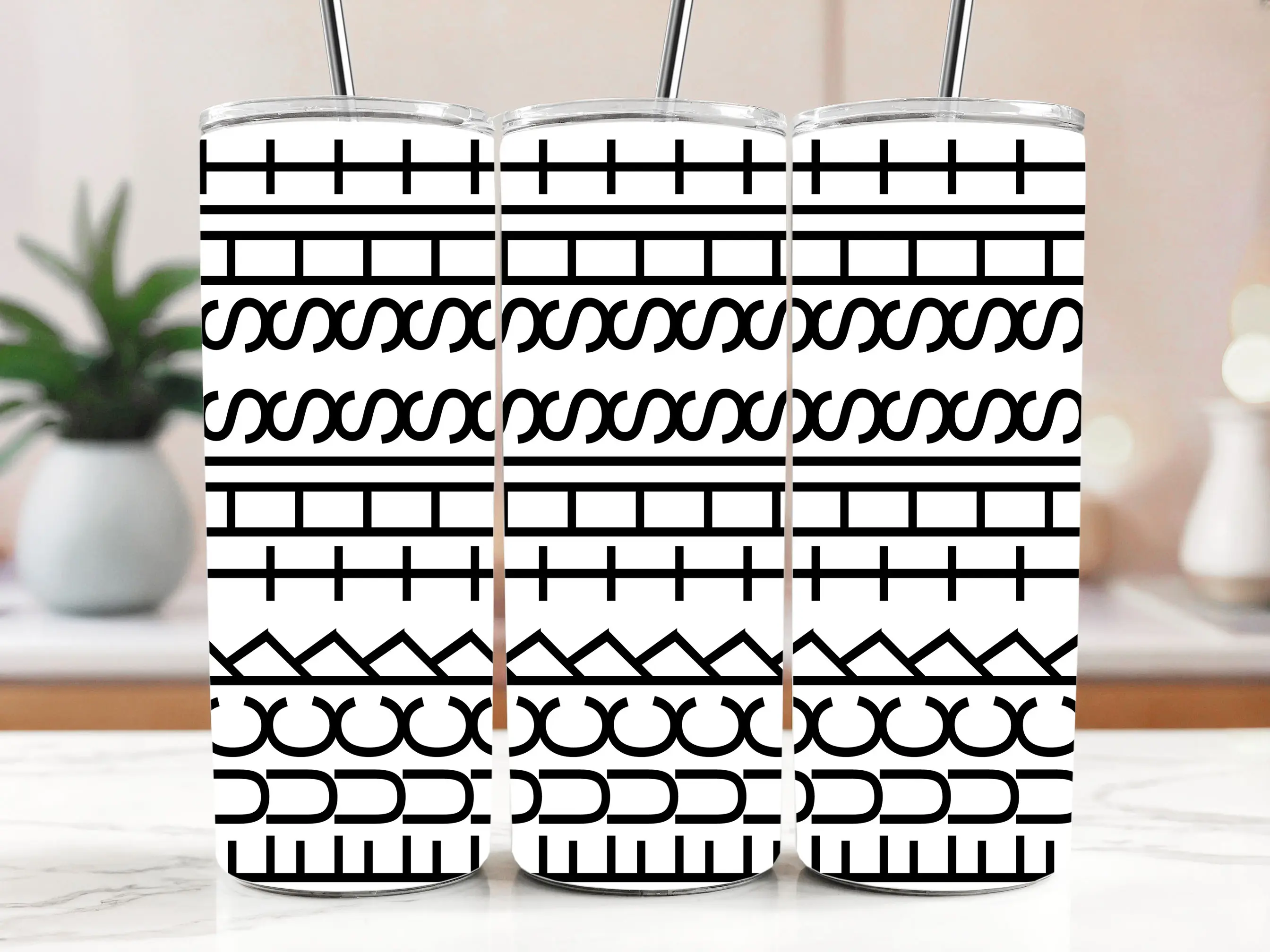 Cestovní termokelímek s brčkem 590 ml – Geometrický FUCK THIS SHIT 65