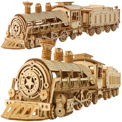 3D dřevěné puzzle - Parní lokomotiva s tendrem