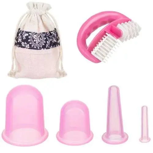 Sada masážních pomůcek – 4 silikonové baňky + masér + taška