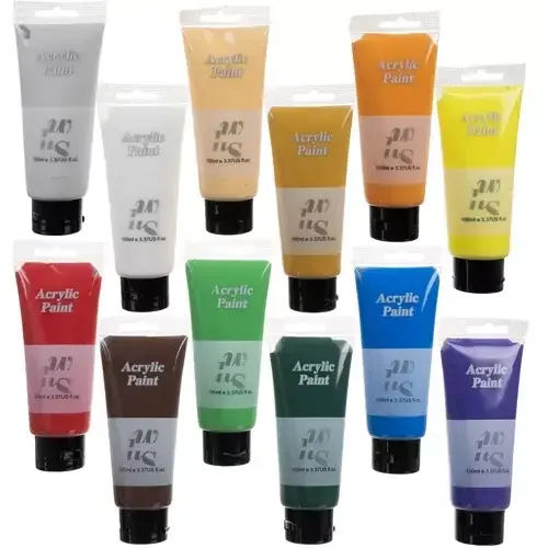 12 Akrylových barev -  každá po 100 ml
