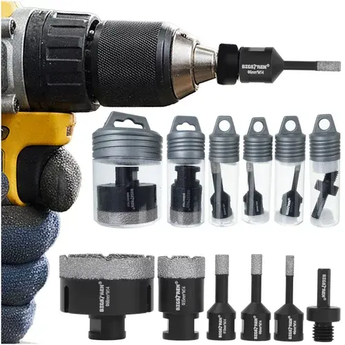 Diamantové děrové vykružováky M14 6–68 mm - sada 7 dilů + adaptér
