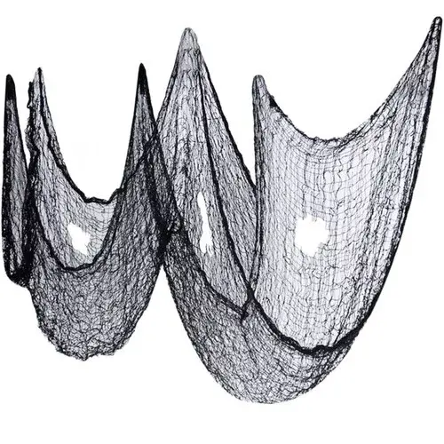 Velká umělá pavučina na Halloween – 198x76 cm - černá