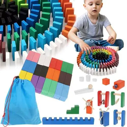 Dřevěné domino – velká sada 407 ks + taška
