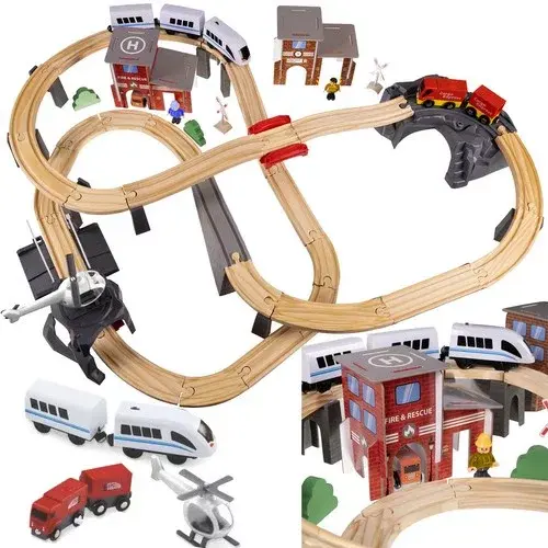 Dřevěná železnice - vláčkodráha na baterie 4,8 metrů