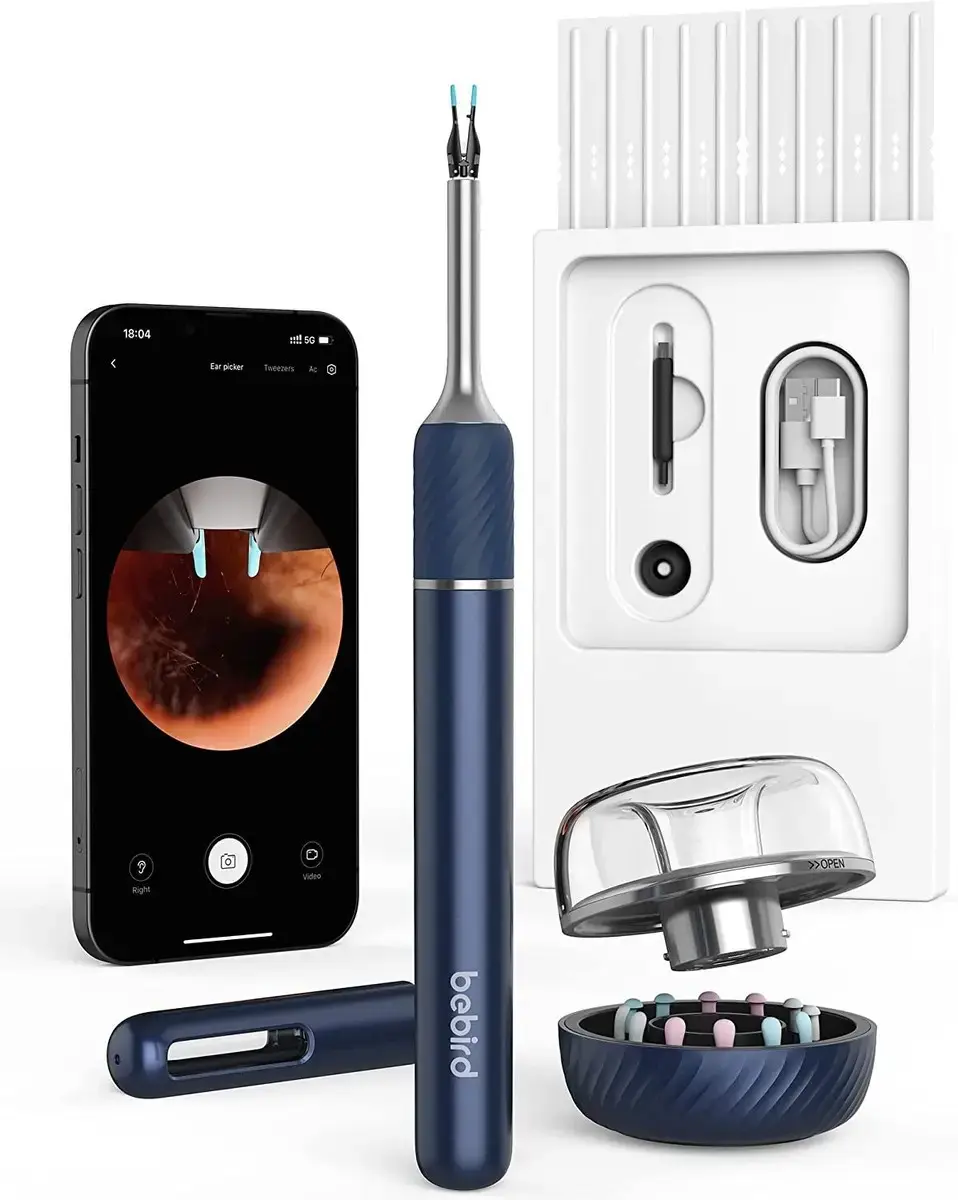 Čištění ucha - čistič na uši prémiový s 10Mpx kamerou - Wifi app smartphone + TV s pinzetou 3v1 (27ks příslušenství)
