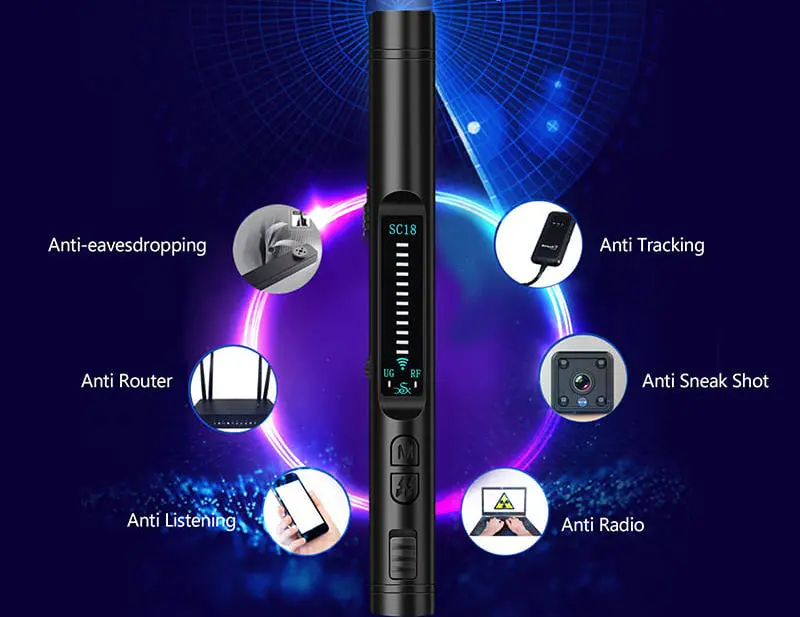 Detektor štěnic (odposlechu) + skrytých kamer s LED + GSM + Wifi odposlechů od 1 MHz - 6.5 GHz