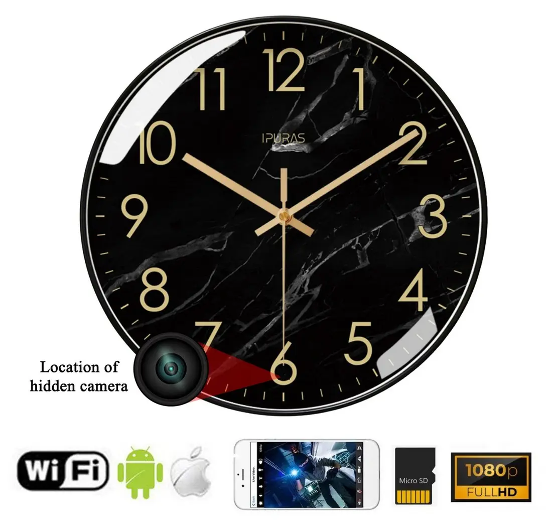 Nástěnné hodiny s Kamerou Wifi s P2P - FULL HD + detekce pohybu + Li-on baterie