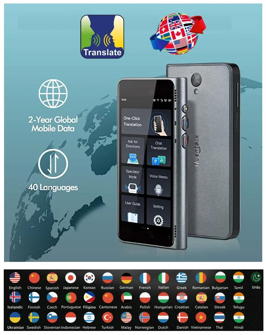 Timekettle Fluentalk T1 - kapesní překladač + 4G SIM, E-SIM - NEOMEZENÝ překlad
