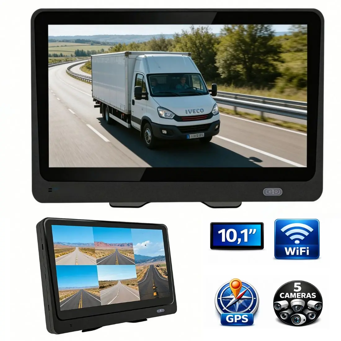 Dotykový monitor do auta 10,1" s Wifi + GPS + 4G SIM podpora + nahrávání na SD kartu pro 5 kamer
