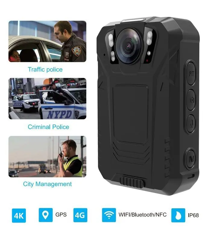 Kamera na tělo BODYCAM s 4K rozlišením s IP68 + podpora 4G/NFC/WIFI/BT + 64GB + 4 IR LED