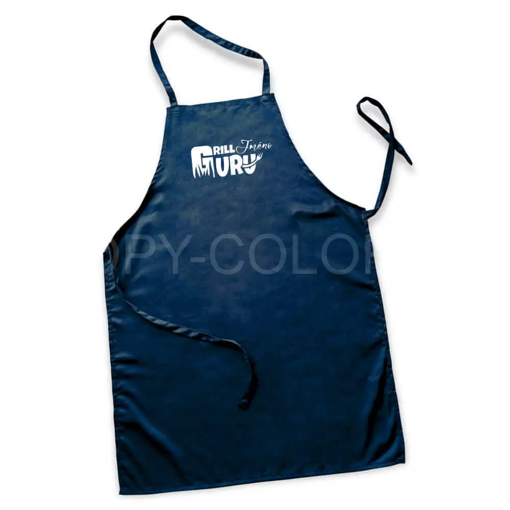 Modrá zástěra Grill Guru s vlastním jménem