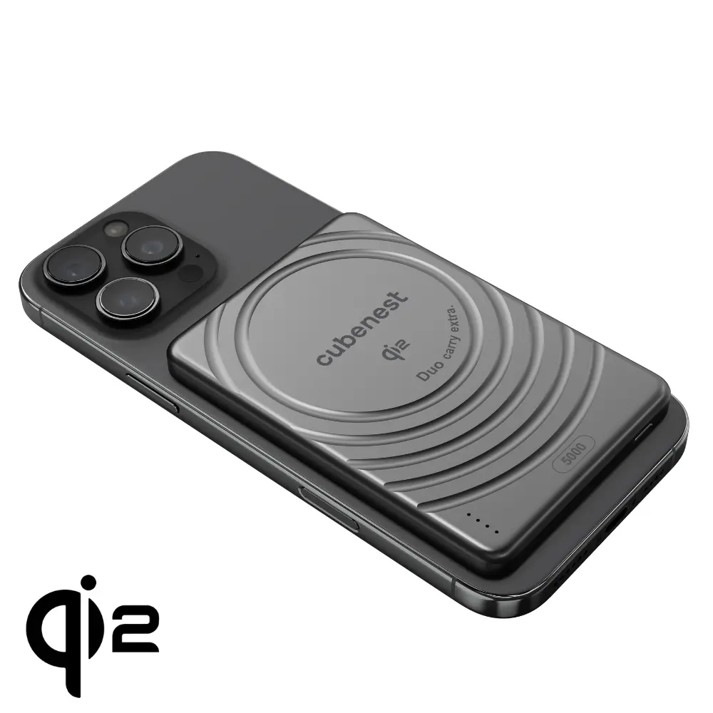 Cubenest Qi2 Magnetická bezdrátová powerbanka SlimDual 5000 mAh SQ1B3D černá