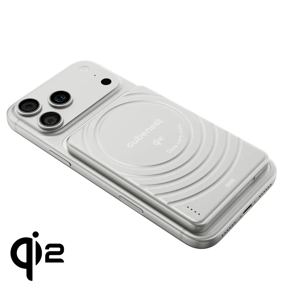 Cubenest Qi2 Magnetická bezdrátová powerbanka SlimDual 5000 mAh SQ1B3D stříbrná