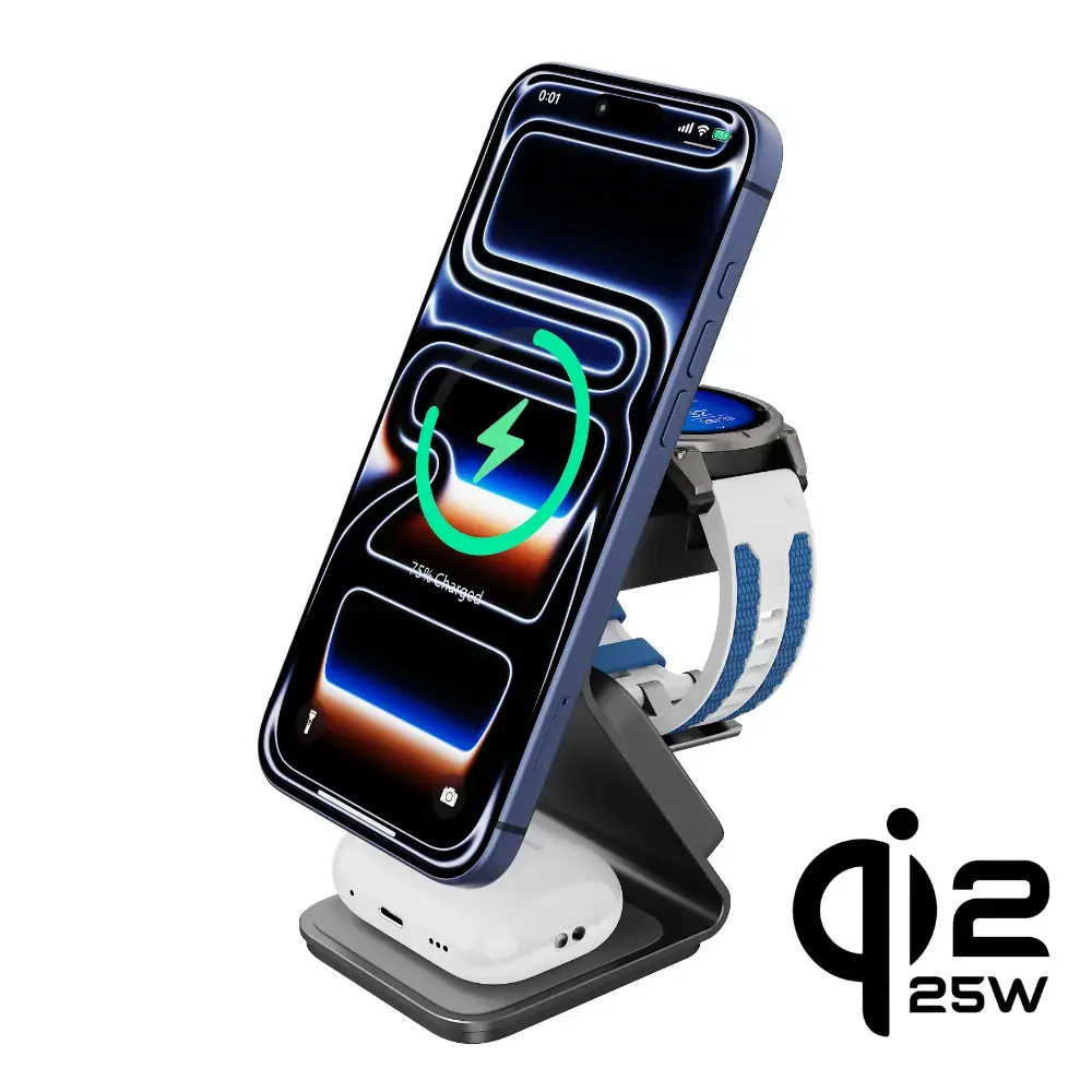 Cubenest 3v1 Qi2.2 Bezdrátová magnetická nabíječka SQ314 Garmin Watch