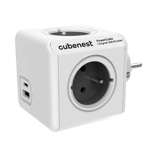 Rozbočovač PowerCube Original USB A+C PD 20 W, šedá