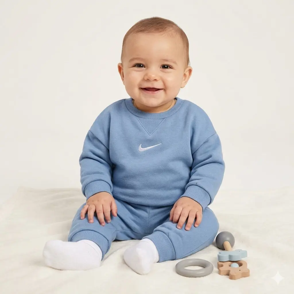 Nike baby essential fleece crew set 6m
