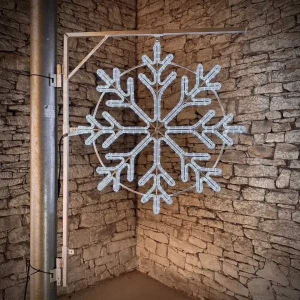 Easy Fix 2D LED světelná vločka II, Ø 80 cm, ledově bílá 3D tisk, sada na veřejné osvětlení, hliník