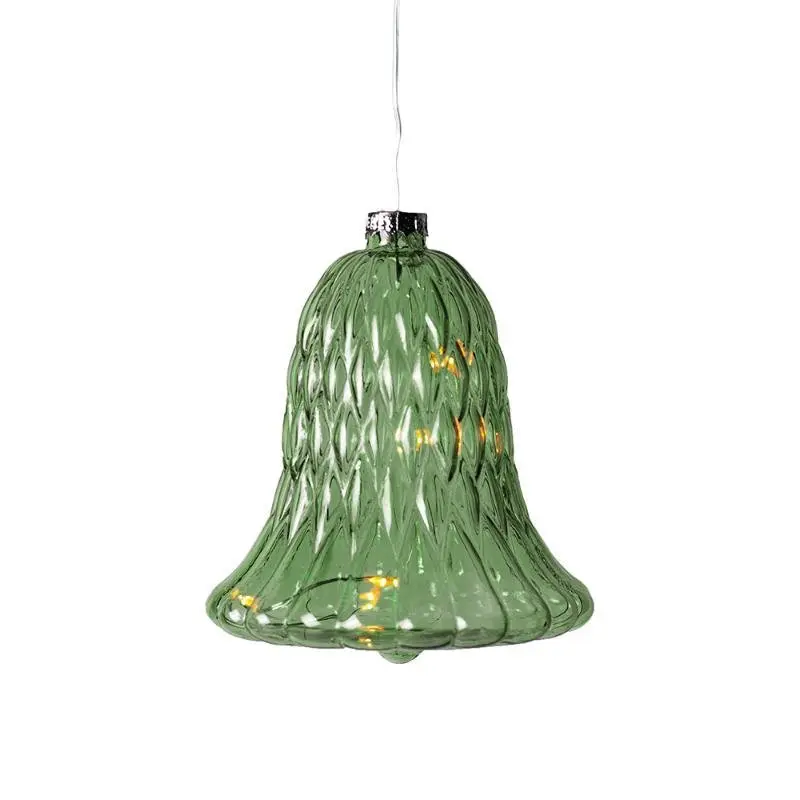 LED skleněný zvonek, zelený, Ø 9 × 10 cm, 5 diod, IP20 interiér, 1× AAA