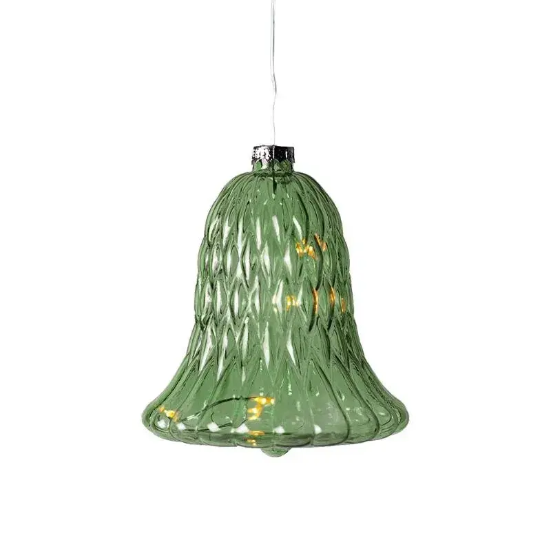 LED skleněný zvonek, zelený, Ø 9 × 10 cm, 5 diod, IP20 interiér, 1× AAA