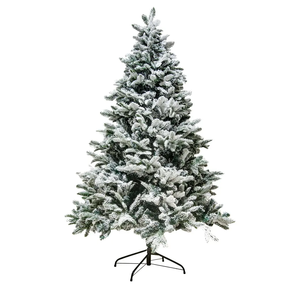 Umělý vánoční stromek zasněžený bílý 180 cm, smrček Flock s 2D a 3D jehličím, vč stojánku