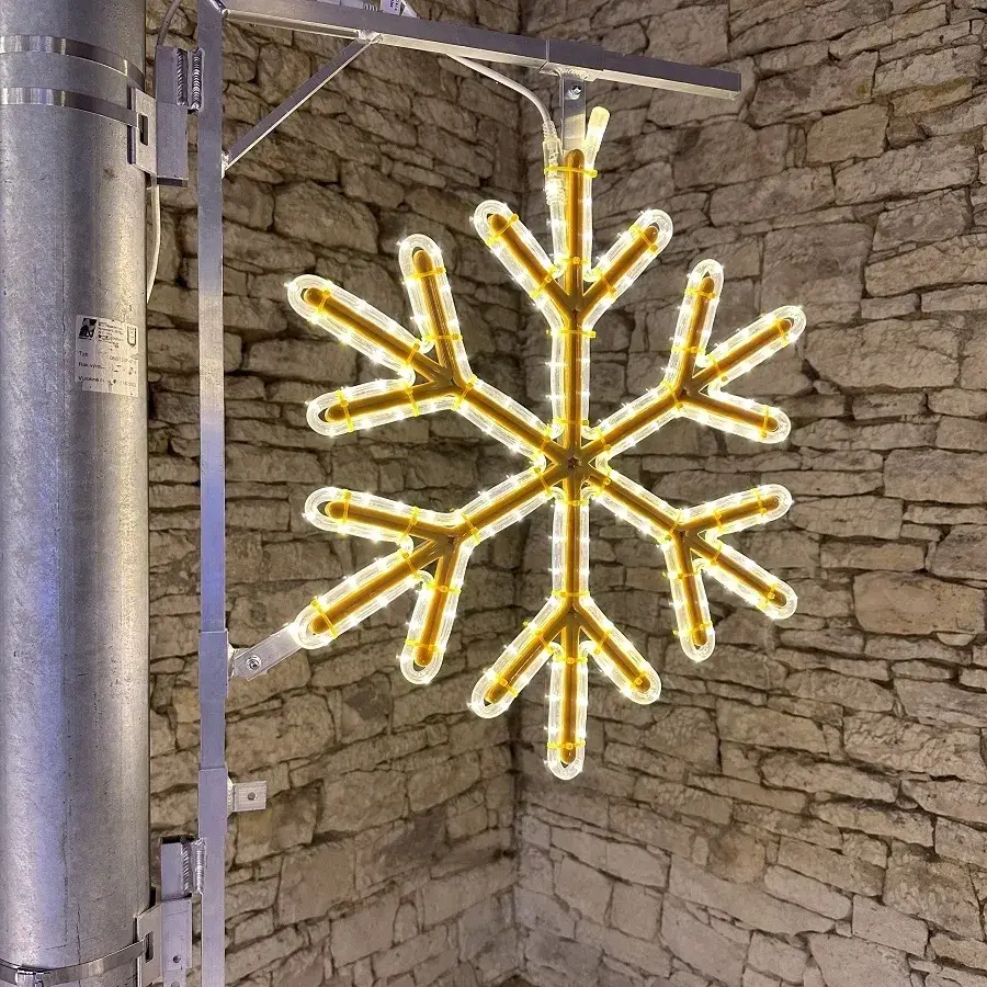 Easy Fix 2D LED světelná vločka VI, Ø 65 cm, teple bílá 3D tisk, sada na veřejné osvětlení, hliník