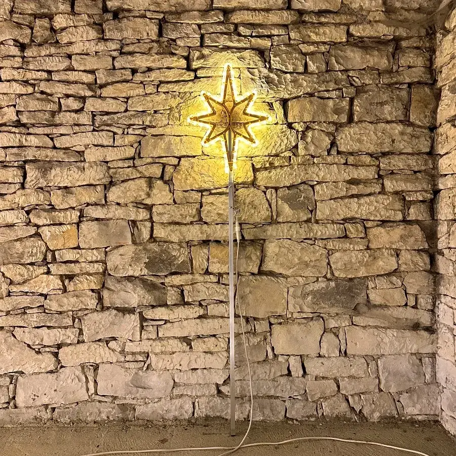 DecoLED LED světelná hvězda na vrchol stromu 3D tisk, 45 x 70 cm, teple bílá