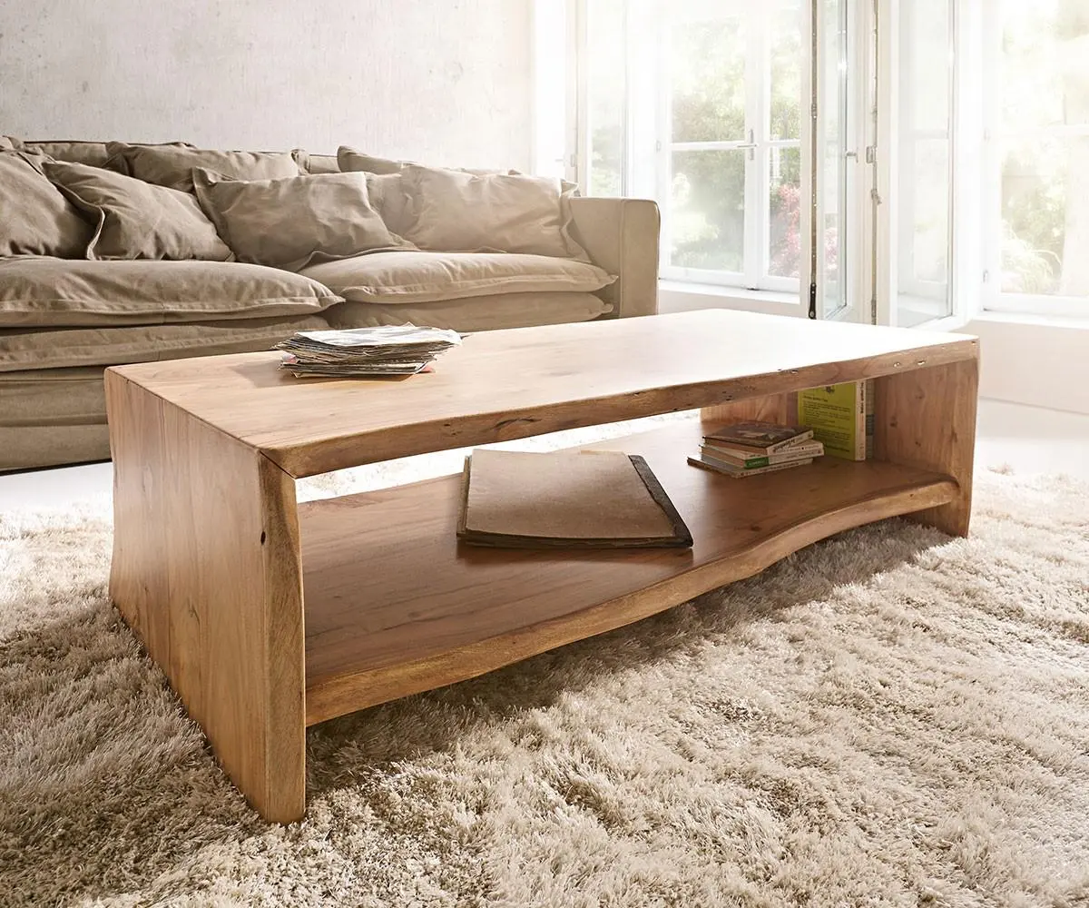 DELIFE Konferenční stolek Live-Edge 130x60 cm akácie přírodní přírodní hrana