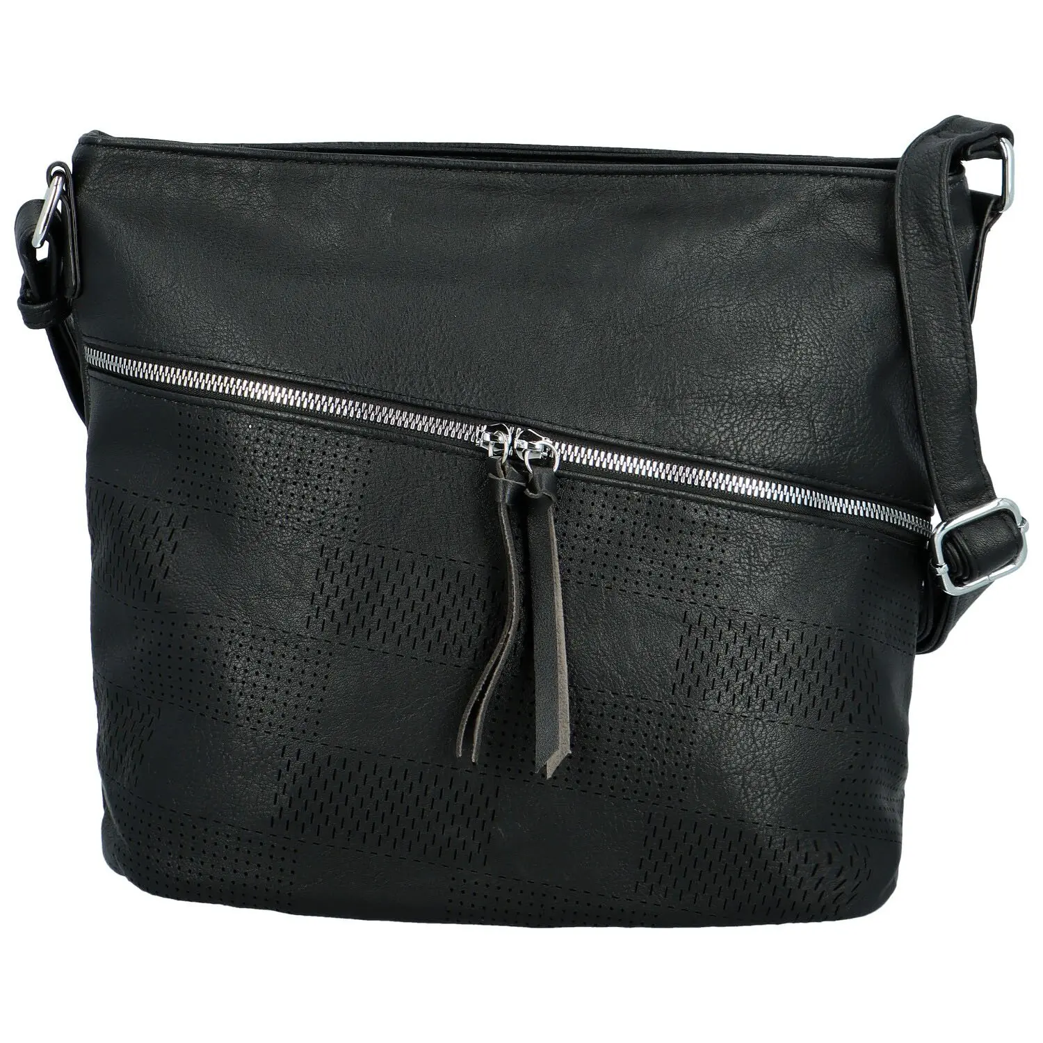 Trendy dámská koženková crossbody kabelka Rebecca, černá