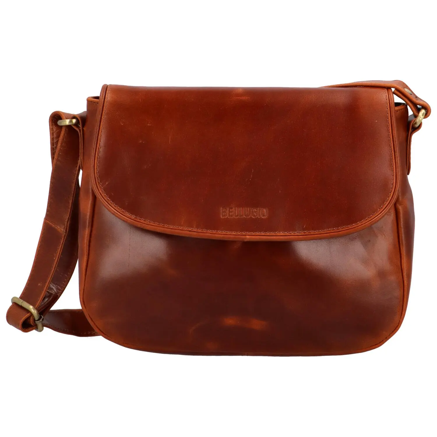 Módní dámská kožená crossbody kabelka Bellugio Kawiria, koňaková