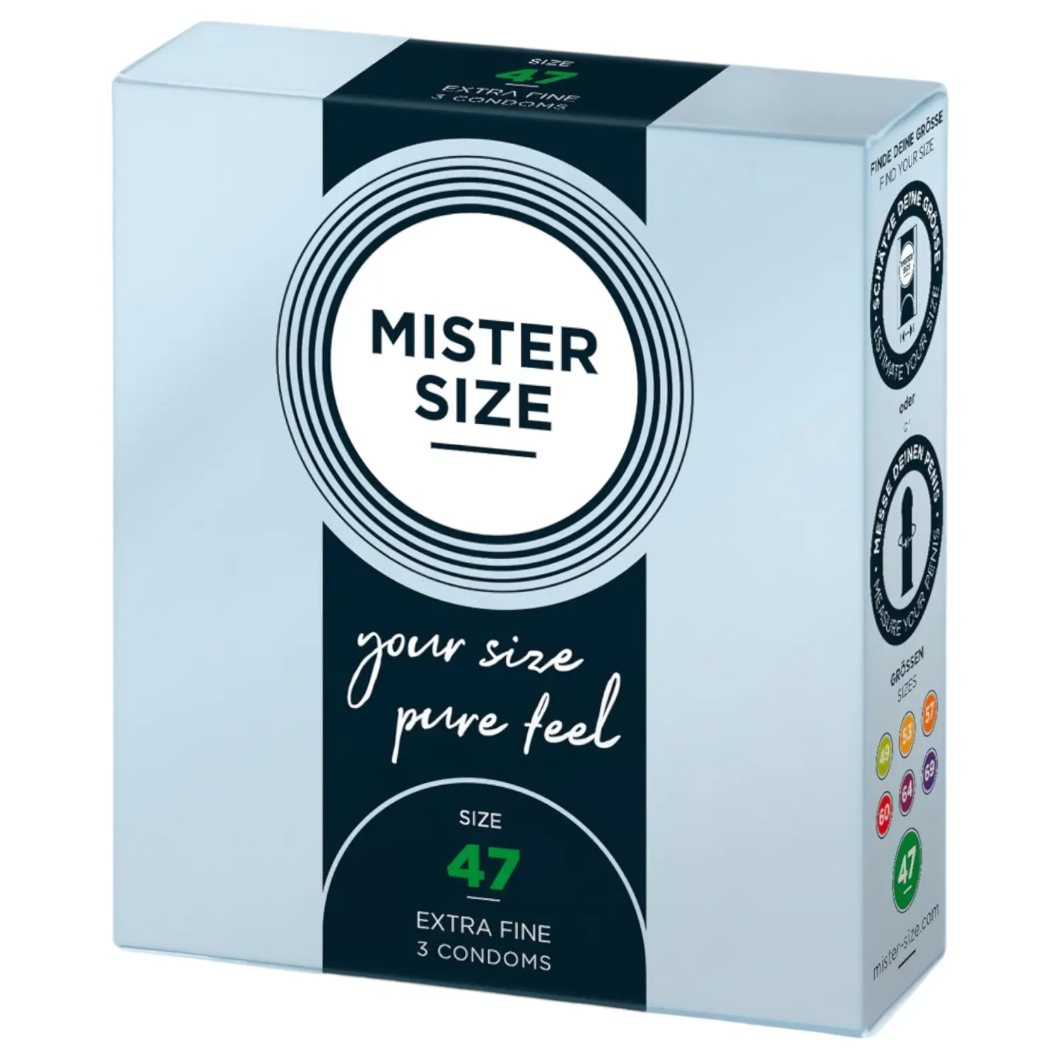 Mister Size - tenký kondom - 47 mm - 3 ks