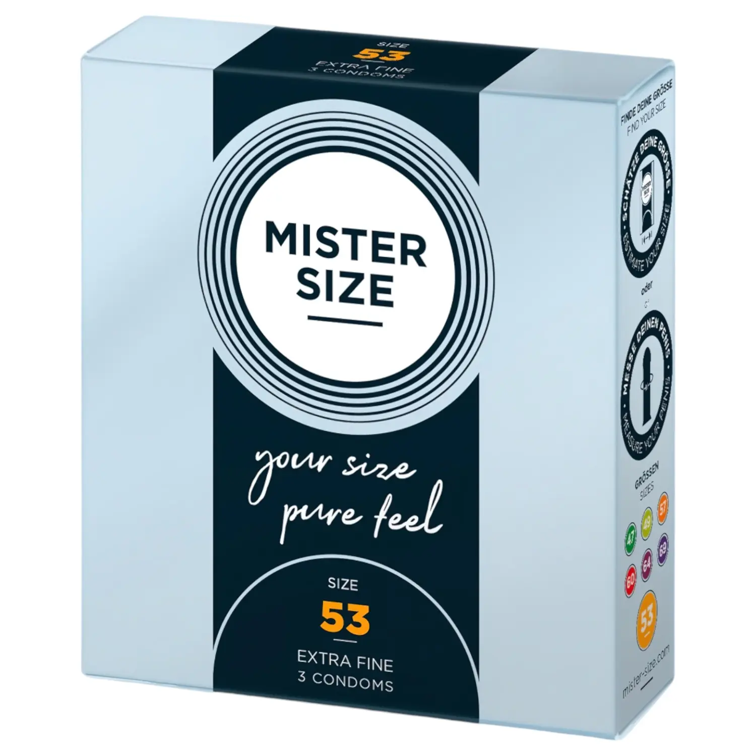 Mister Size - tenký kondom - 53 mm - 3 ks