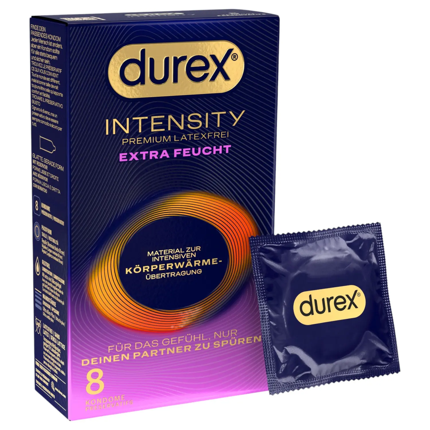 Durex Intensity - extra lubrikovaný, bezlatexový kondom (8 ks)