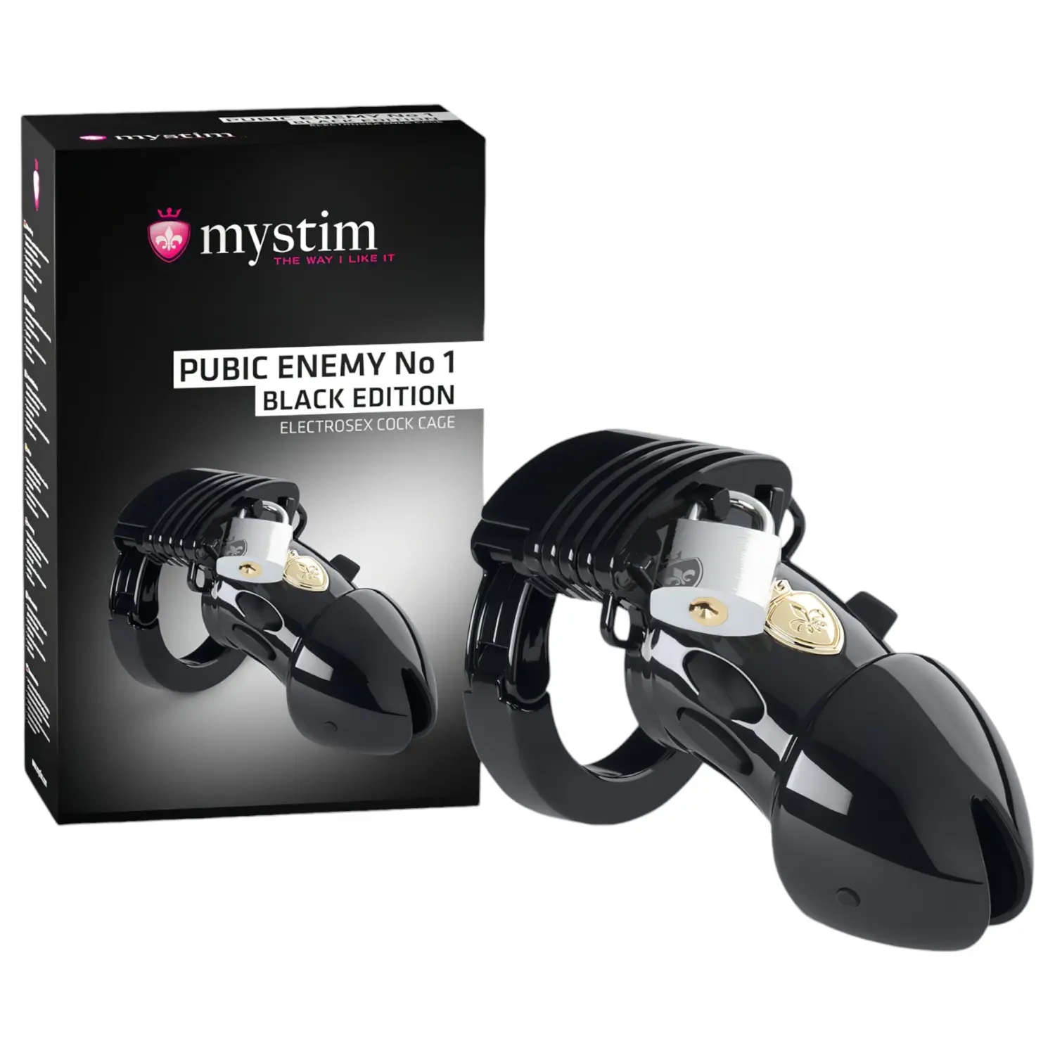 Mystim - elektro klec na penis - Black Edition - Pubic Enemy No 1