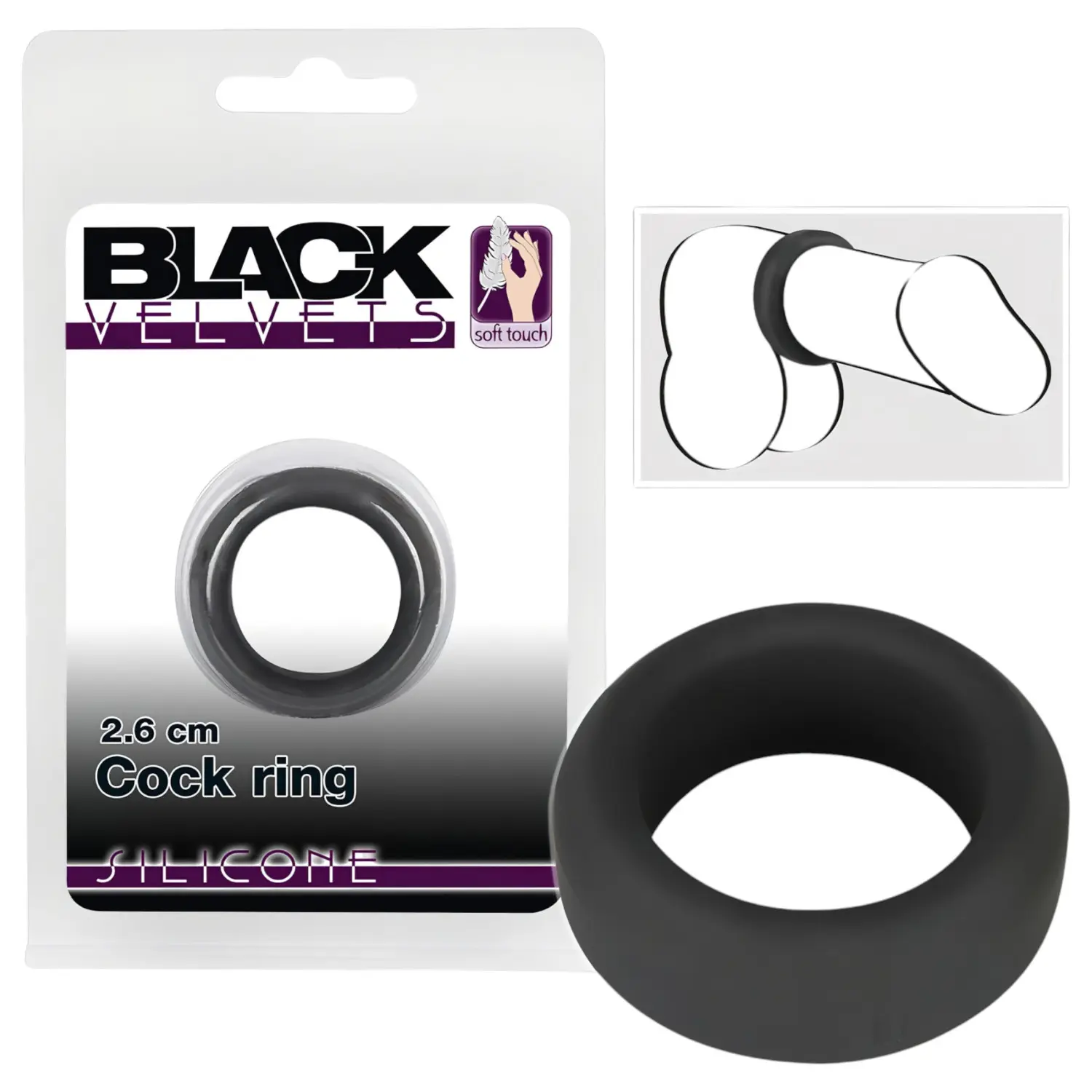 Black Velvets - erekční kroužek silnostěnný 2,6 cm - černý