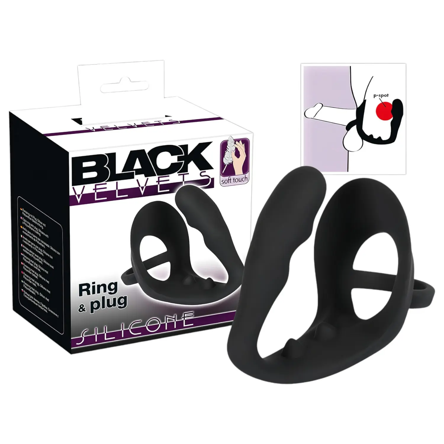 Black Velvets - anální dildo s kroužky na penis a varlata - černé