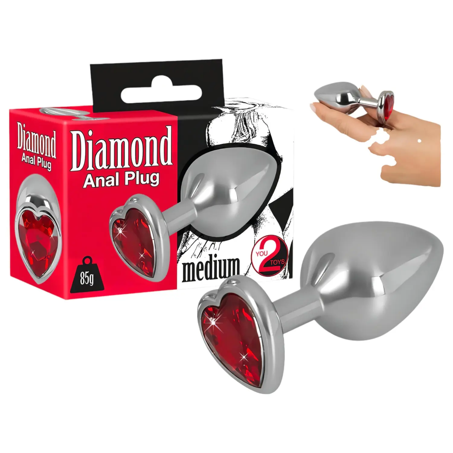 You2Toys - Diamond - 85g hliníkový anální kolík (stříbrno‑červený)