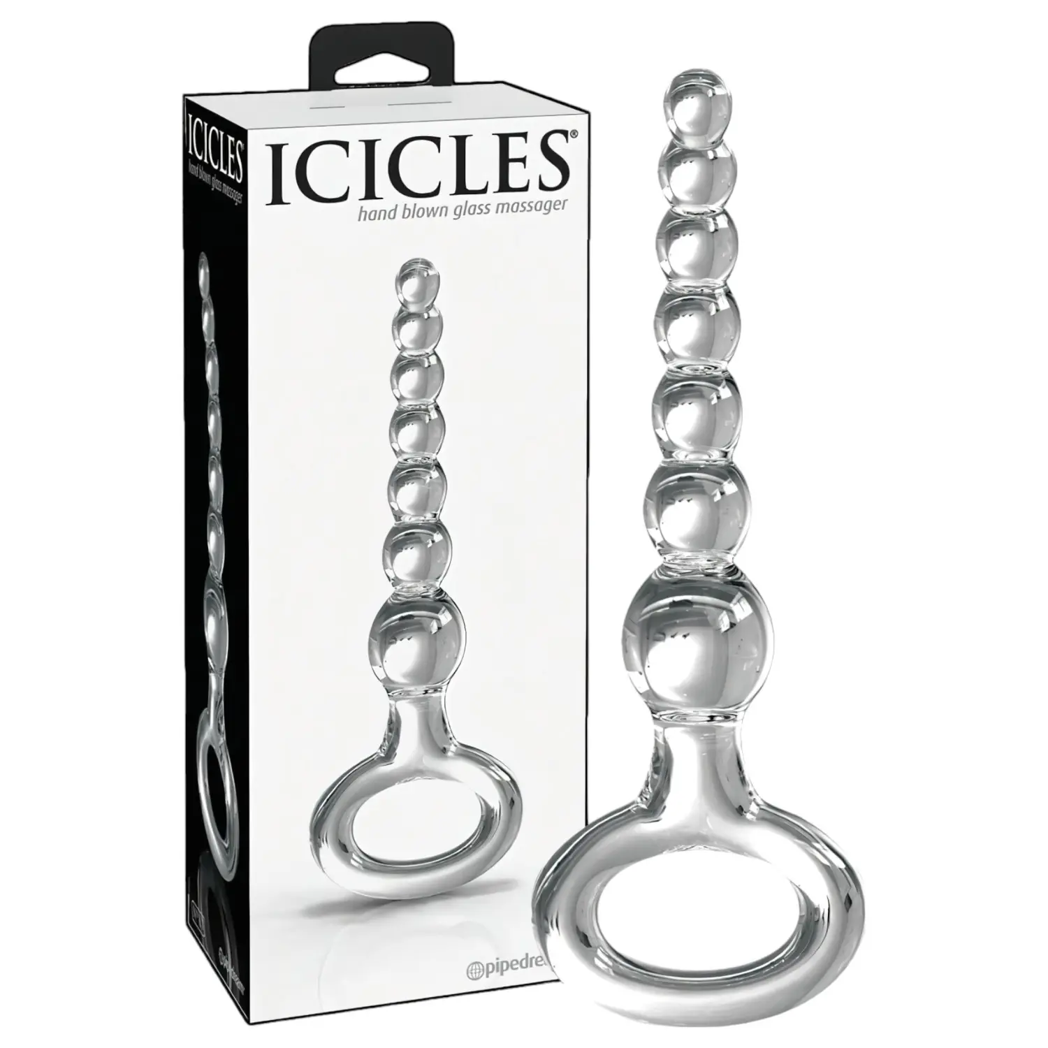 Icicles No. 67 - skleněné dildo s kuličkami - průhledné