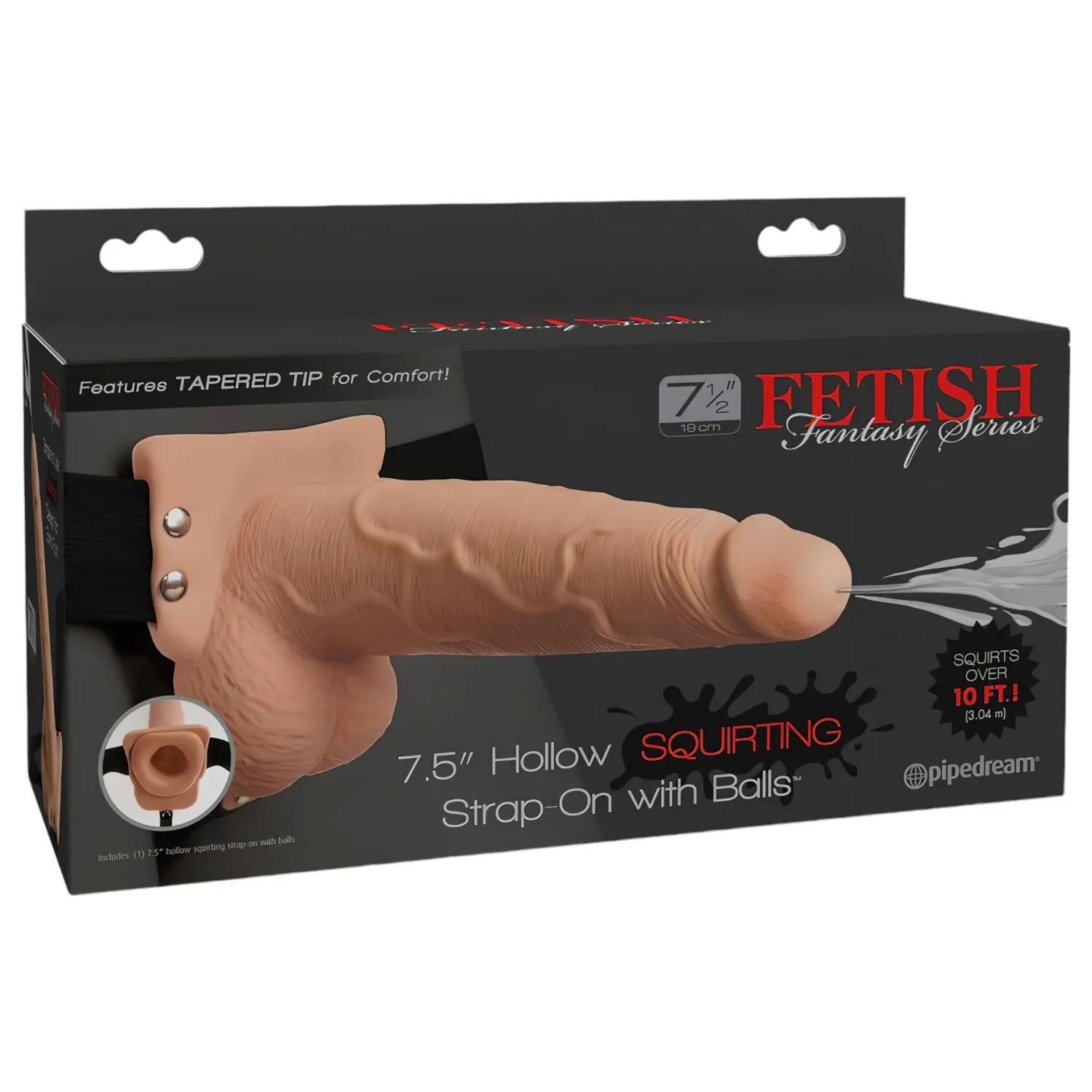 Dutý stříkací připínací penis s varlaty 7,5" Fetish Fantasy