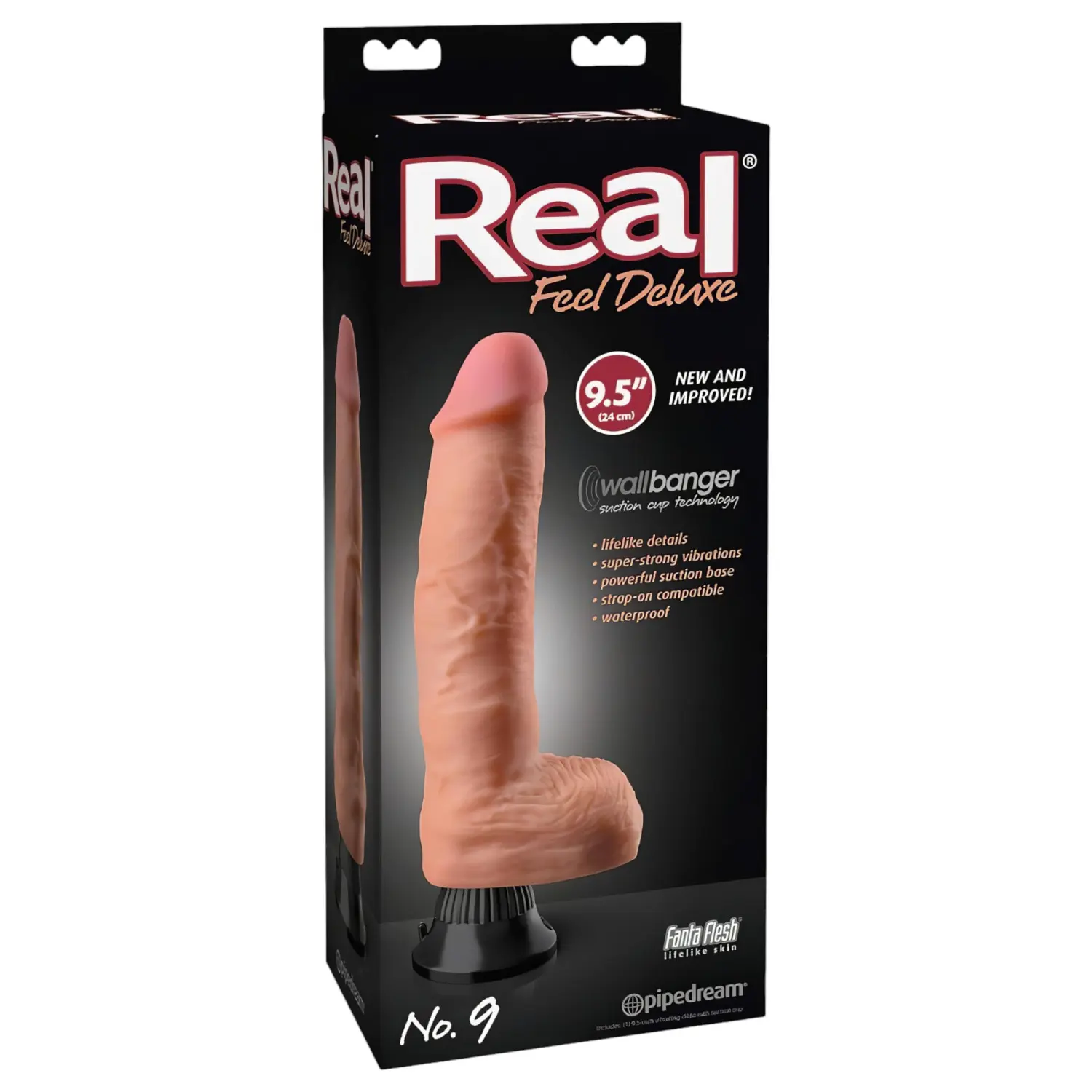 Real Feel Deluxe No.9 - realistický vibrátor s varlaty - tělová barva