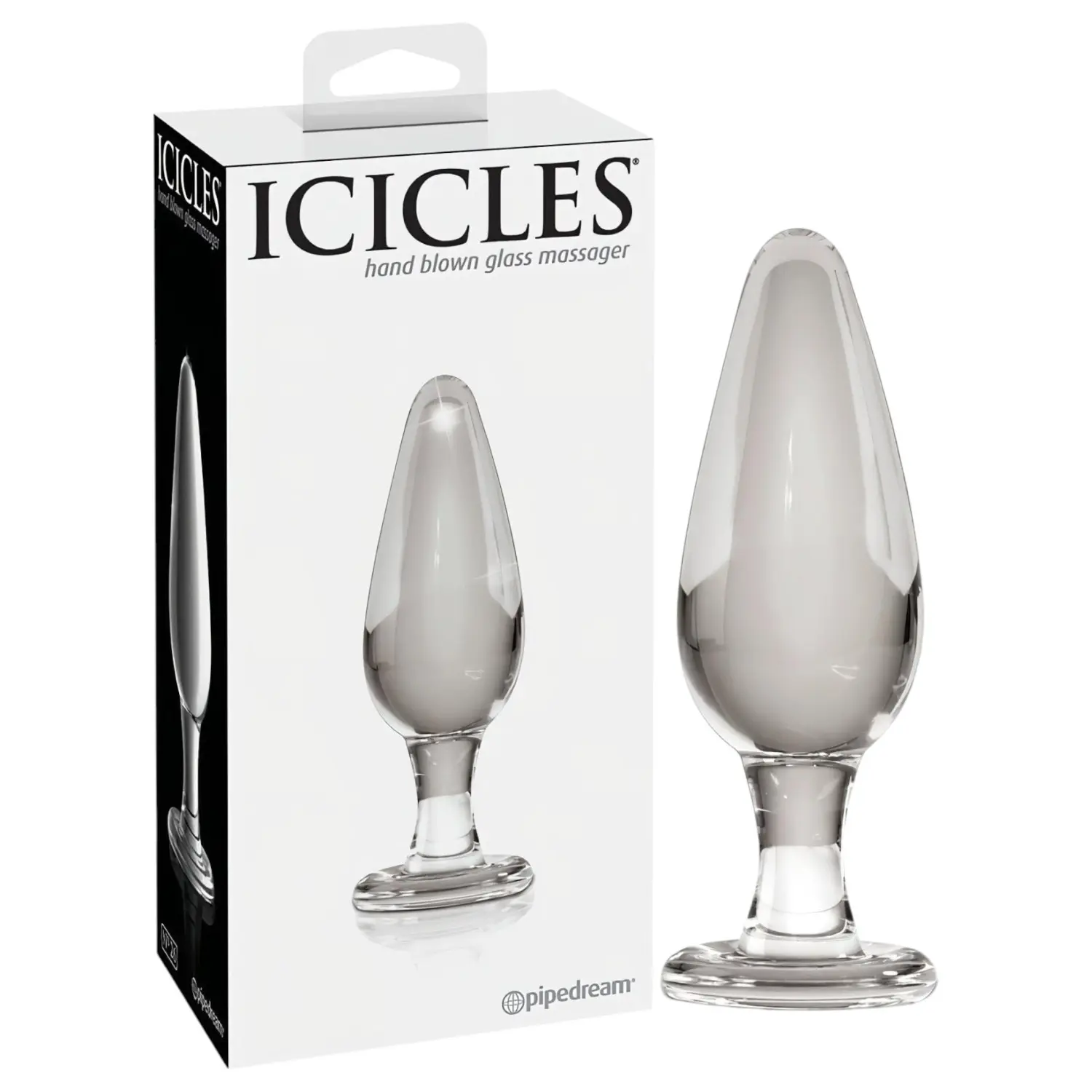 Icicles No. 26 - kuželovitý, skleněný anální kolík (průhledný)