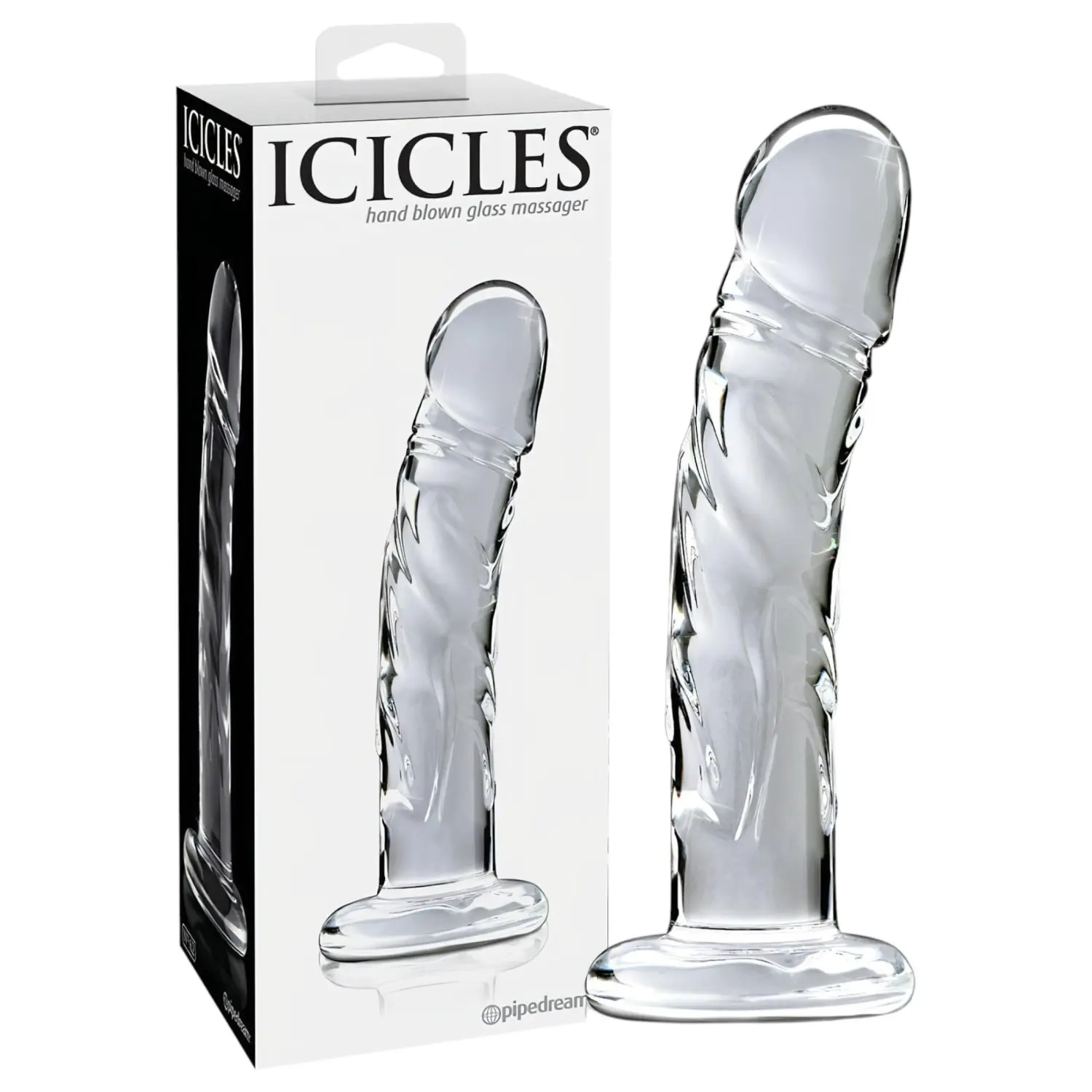 Icicles No. 62 - skleněné dildo s penisem - průhledné