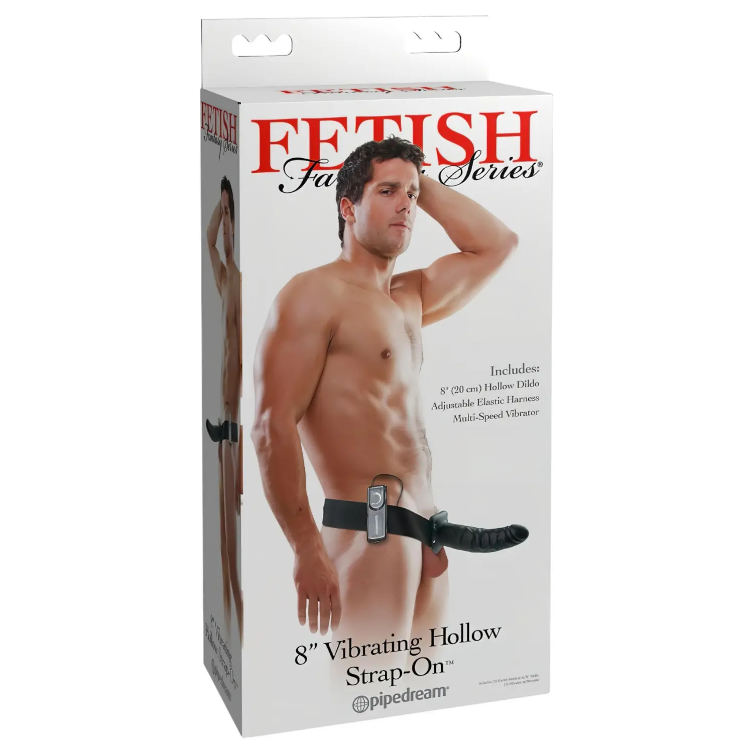 Pipedream Fetish Strap-On 8 - připínací, dutý vibrátor (černý)