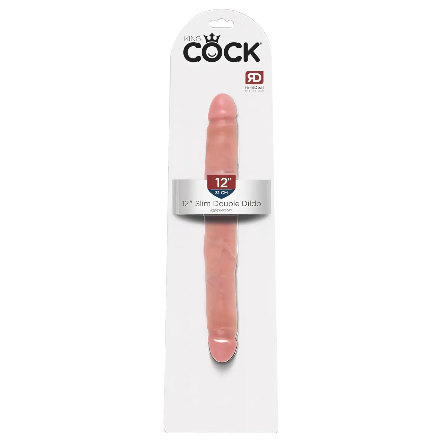 King Cock 12 Slim - realistické dvojité dildo (31 cm, tělová barva)