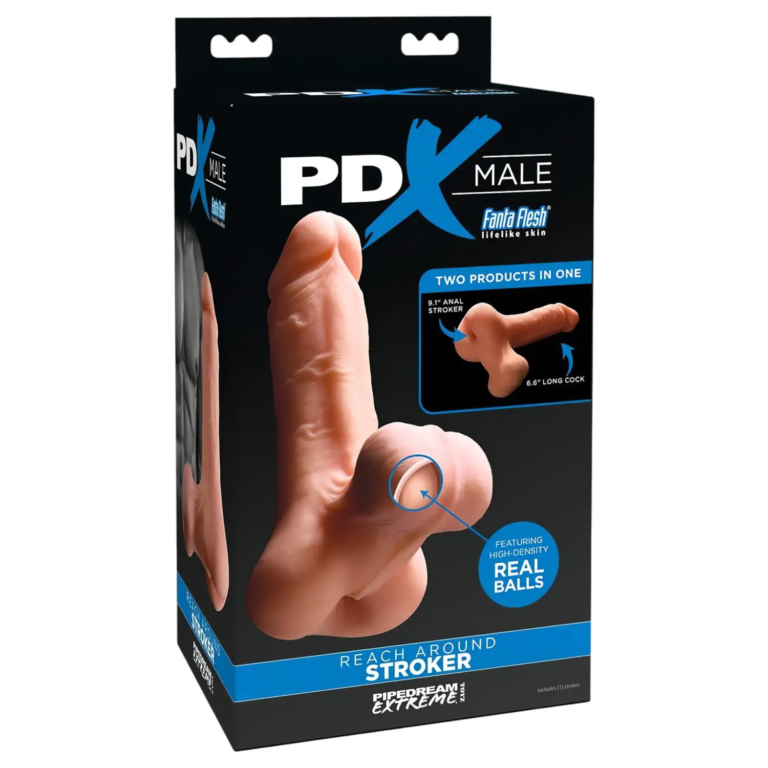 PDX Reach Around - 2v1 umělý zadeček a návlek na penis (tělová barva)