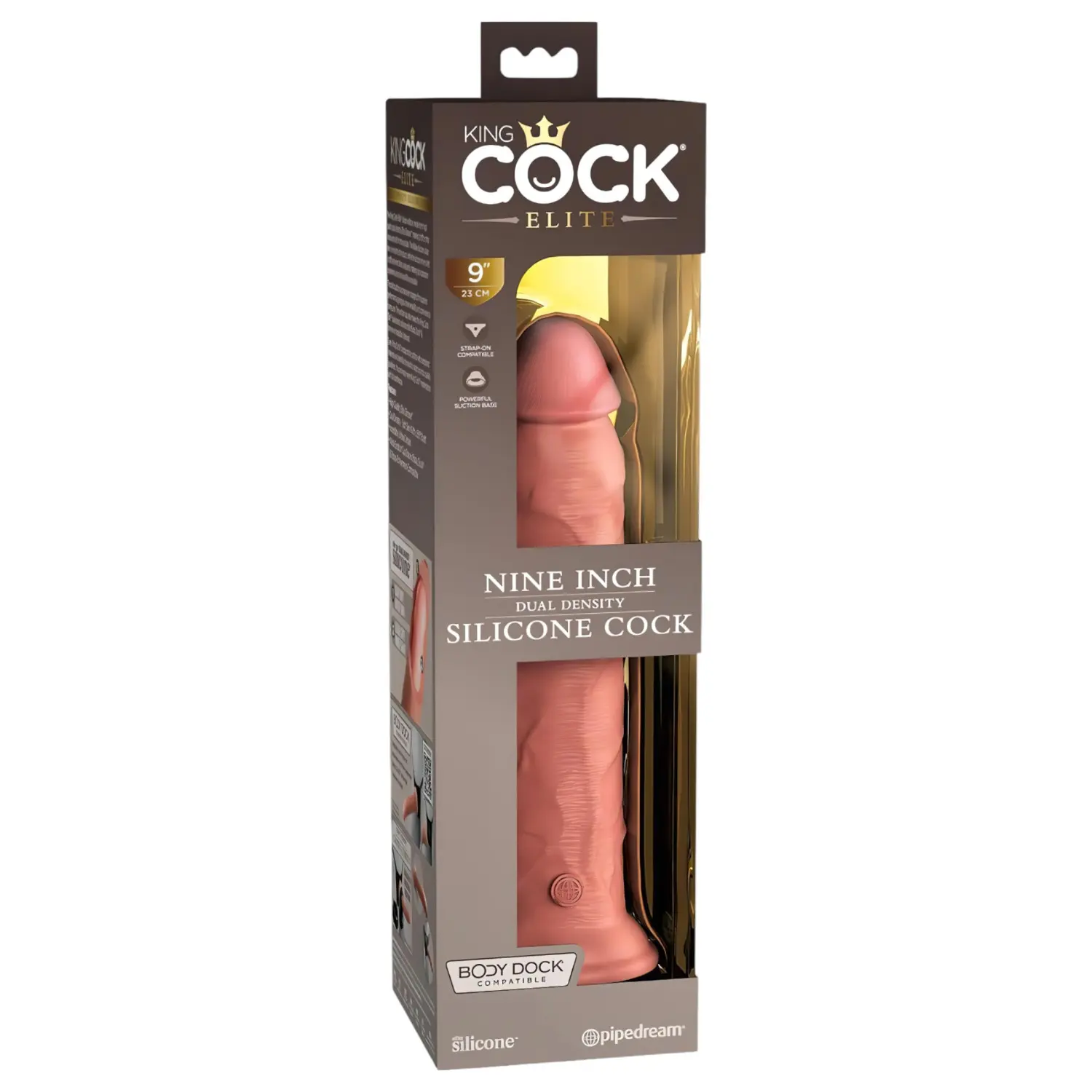 King Cock Elite 9 - realistický dildo s přísavkou - 23 cm - tělová barva