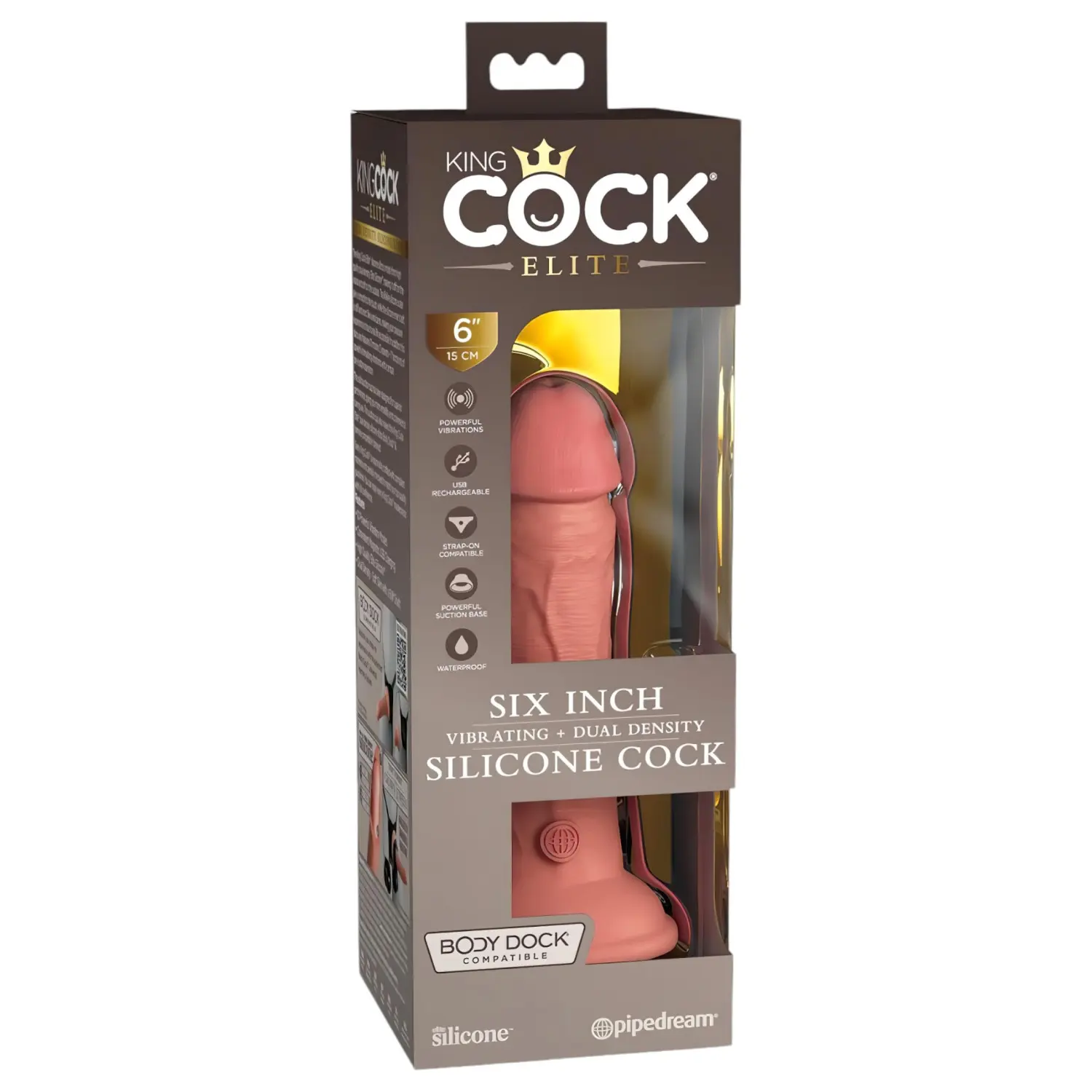 King Cock Elite 6 - přísavkový vibrátor (15 cm) - tělový