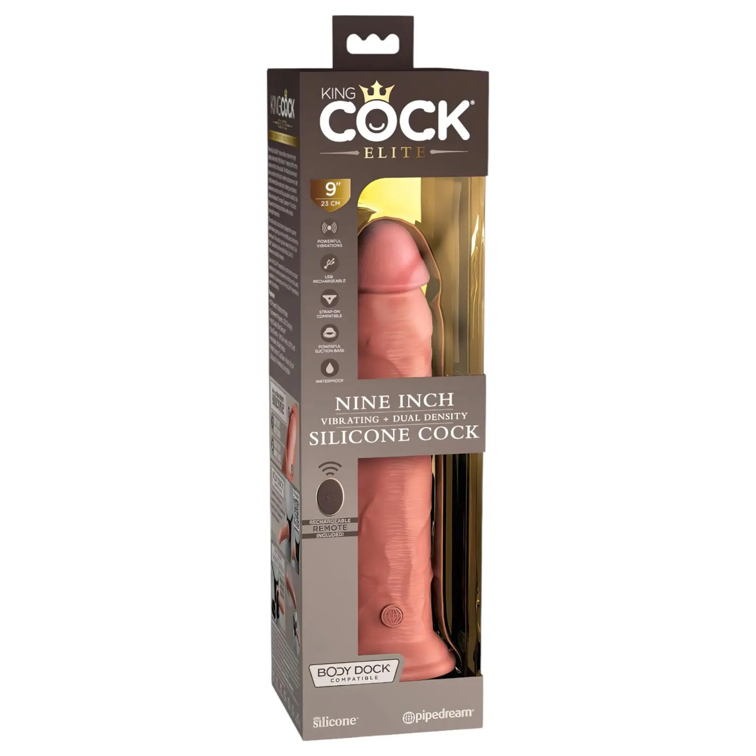 King Cock Elite - realistický vibrátor s přísavkou 23 cm - tělová