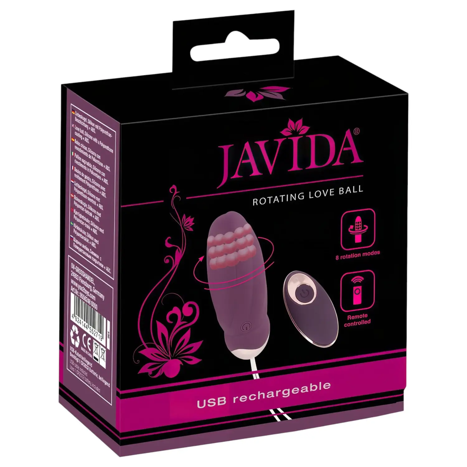 Javida - nositelné rádiové vibrační vajíčko s rotujícími korálky (fialové)