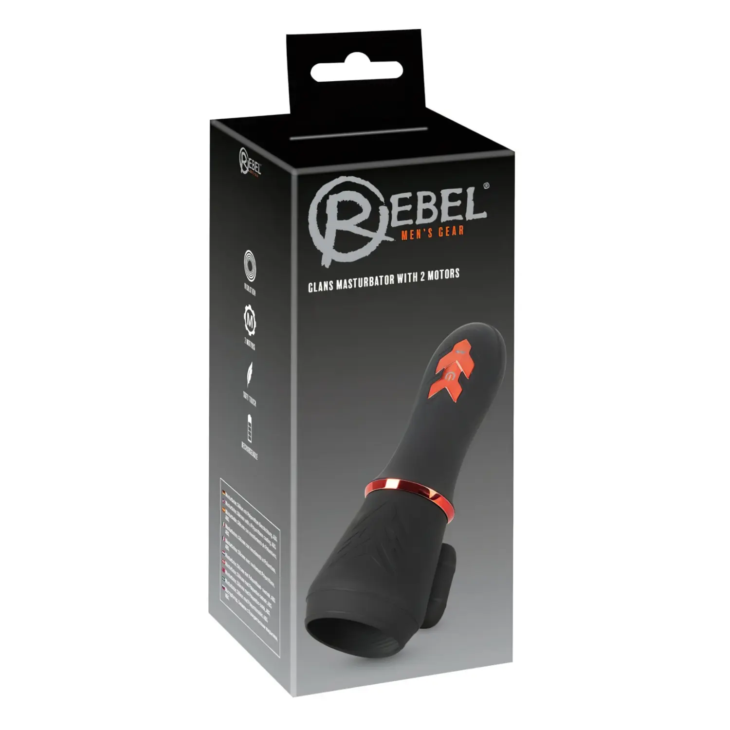 Rebel - vibrační masturbátor žaludu - akumulátor, 2 motory - černý